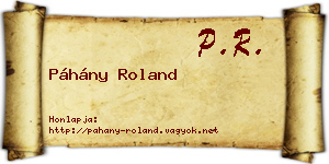 Páhány Roland névjegykártya