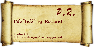Páhány Roland névjegykártya